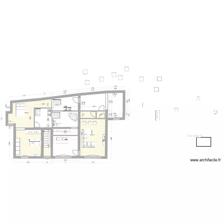 cap d\'antibe RDC1. Plan de 4  et 59 m²