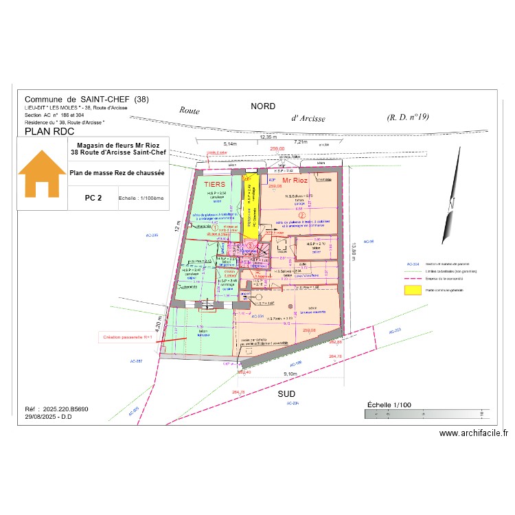 PC 2 plan de masse  RDC Rioz + Tiers. Plan de 0 pièce et 0 m2
