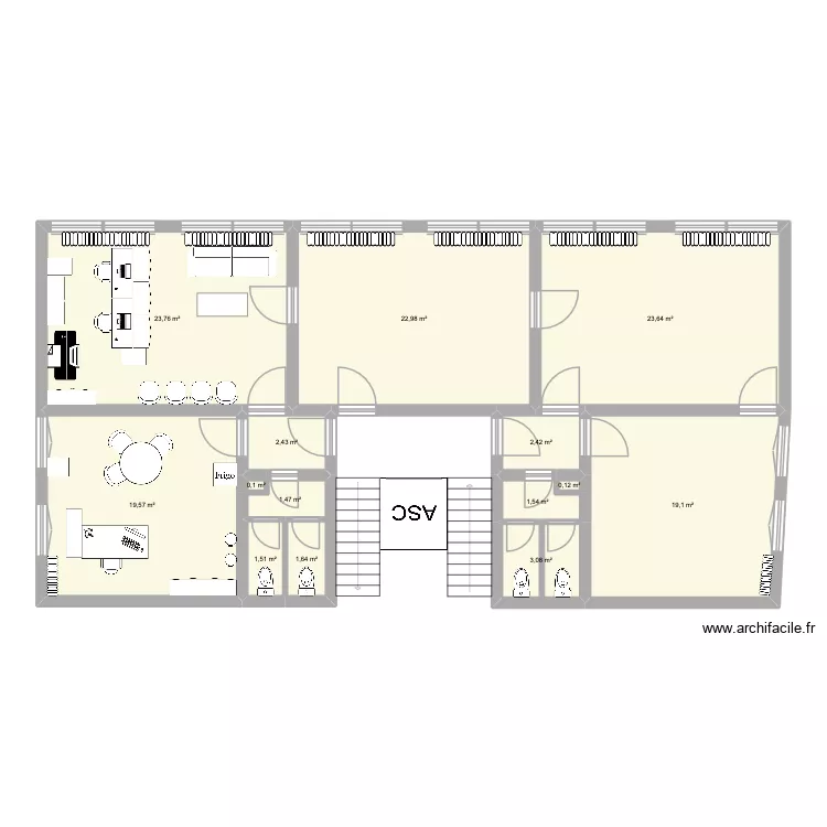 Cornavin2. Plan de 14  et 123 m²