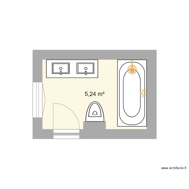 salle de bain Savannah B. Plan de 1 pièce et 5 m2