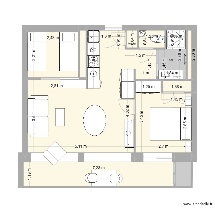 ROSAS. Plan de 11 pièces et 54 m2