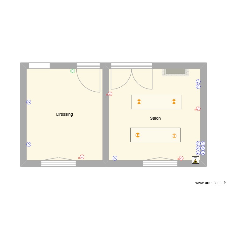 Salon Montluçon. Plan de 2 pièces et 28 m2