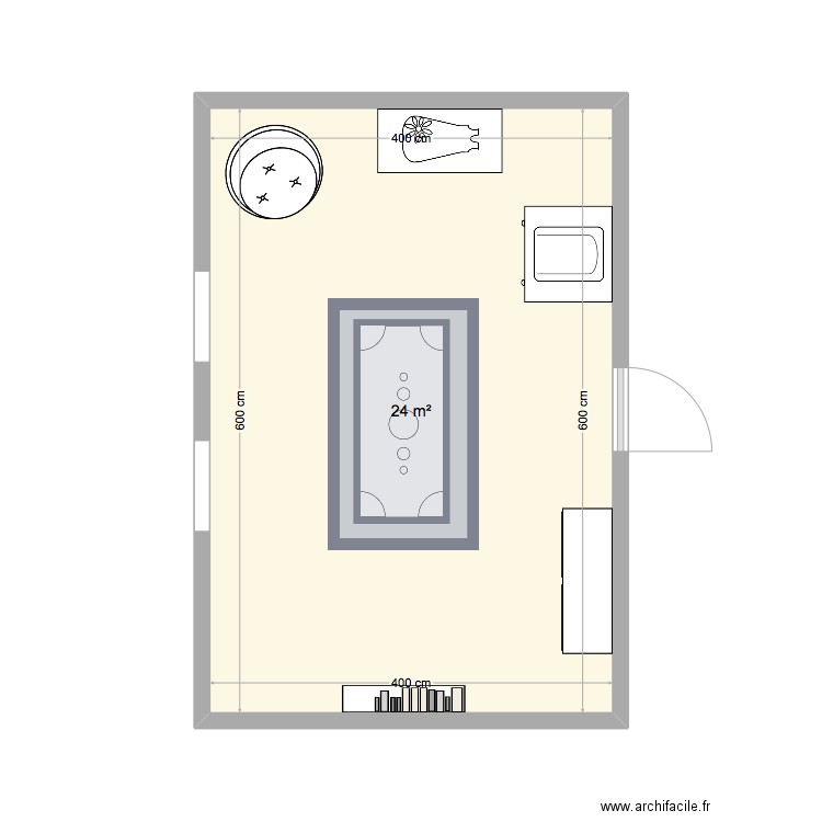 chambre Bébé. Plan de 1 pièce et 24 m2