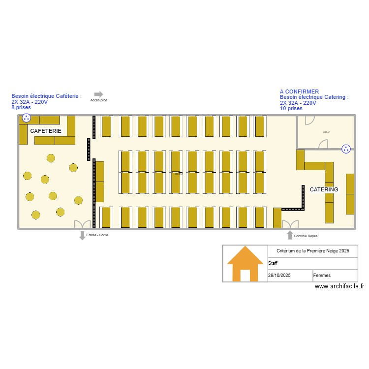 Staff 25 - Femmes. Plan de 2 pièces et 301 m2