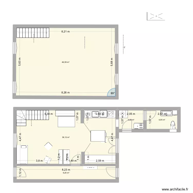 montmejean_escalier_tournant. Plan de 5  et 99 m²