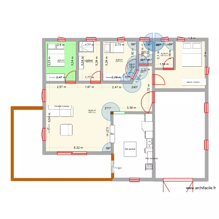 FRED BOUBOUNE. Plan de 6 pièces et 67 m²