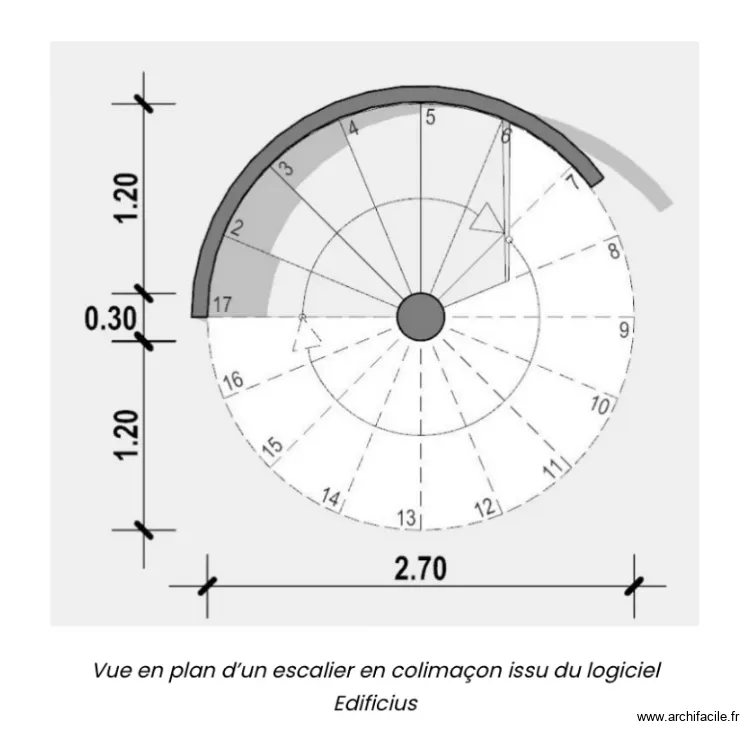 escalier en colimacon. Plan de 