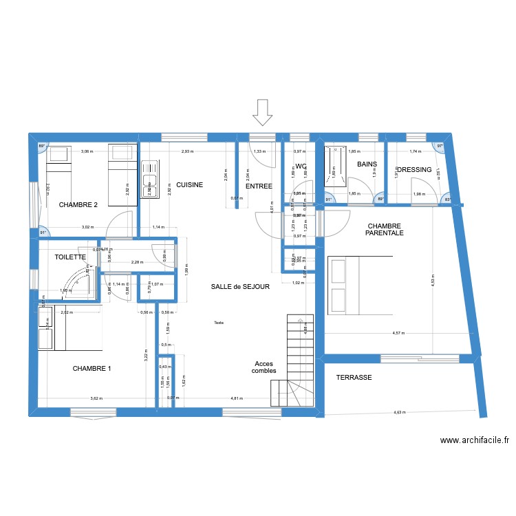 Extention Katia 9. Plan de 8 pièces et 74 m2