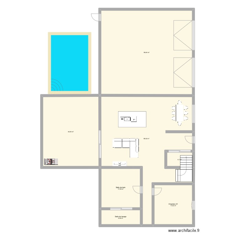 Maison. Plan de 7 pièces et 260 m2