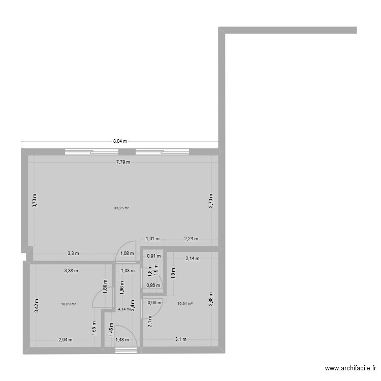 Montreuil. Plan de 4 pièces et 59 m2