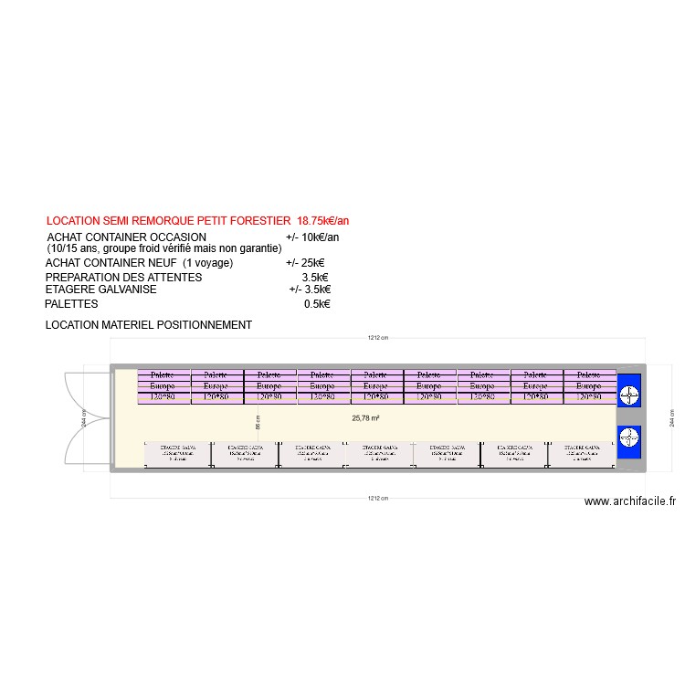 CONTAINER AMENAGE. Plan de 1 pièce et 26 m2