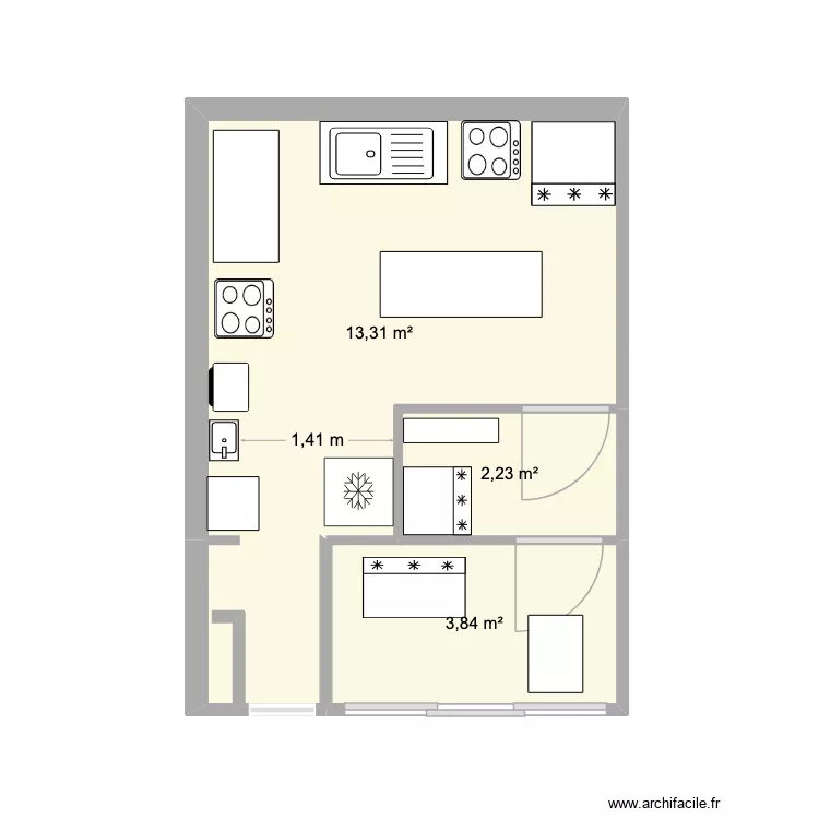 labo. Plan de 3  et 19 m²