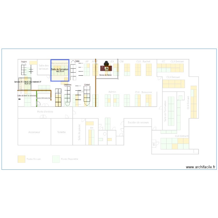 Bureau. Plan de 2 pièces et 202 m2