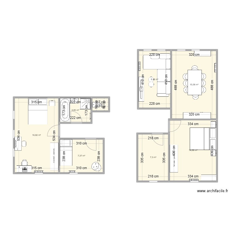 Appartement Mag Eguisheim. Plan de 8 pièces et 76 m2