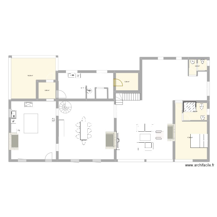 plan fournet rdc. Plan de 6 pièces et 55 m2