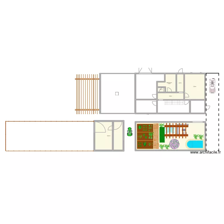 Maison familiale. Plan de 7  et 131 m²