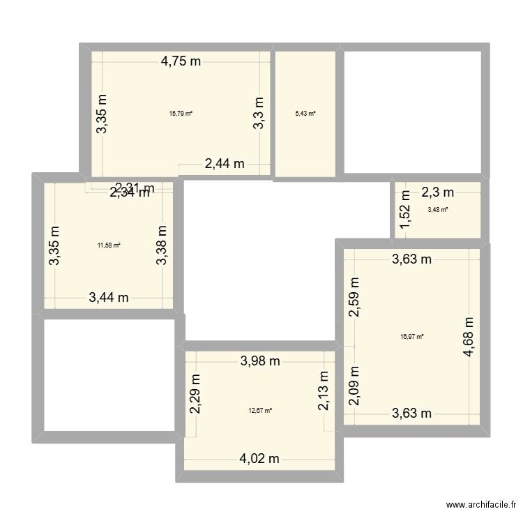 AZIZ. Plan de 6 pièces et 66 m2