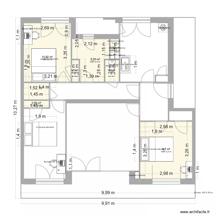 M. Sandie à Valence. Plan de 5 et 27 m² M. Sandie à Valence. Plan de 5 et 27 m²