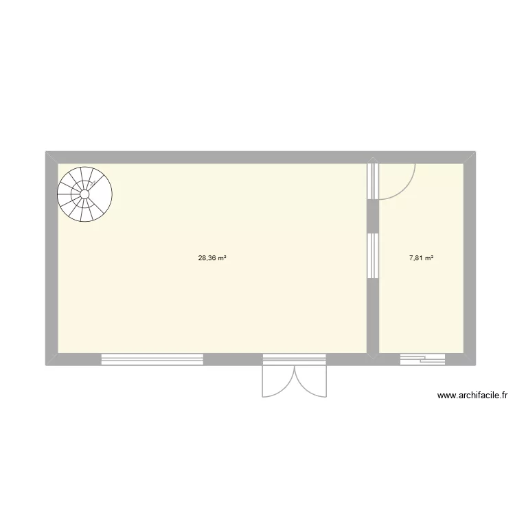 appli 4. Plan de 2 pièces et 36 m²