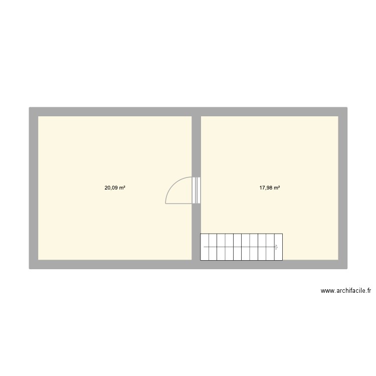 2eme. Plan de 2 pièces et 38 m2