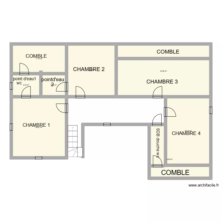 TARADEAU ETAGE. Plan de 