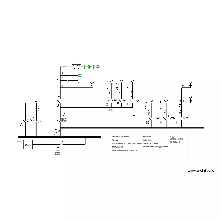Theodore 3ème étage électricité schéma unifilaire. Plan de Theodore 3ème étage électricité schéma unifilaire. Plan de