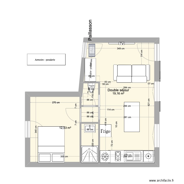 Burguet novembre 2023. Plan de 2 pièces et 32 m2