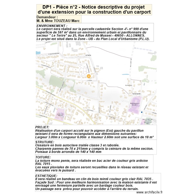 DP1 - Pièce n°2 - Notice descriptif du projet. Plan de 0 pièce et 0 m2