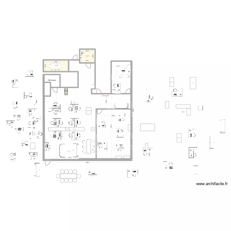 Bureau 5ieme 14. Plan de 3 pièces et 14 m²