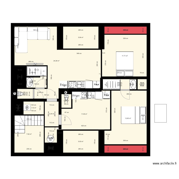 renaison. Plan de 21 pièces et 97 m2