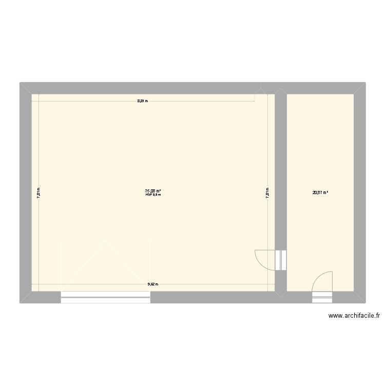 111. Plan de 2 pièces et 96 m2