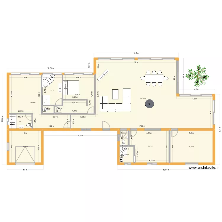 Projet id&eacute;e 4. Plan de 14  et 467 m²