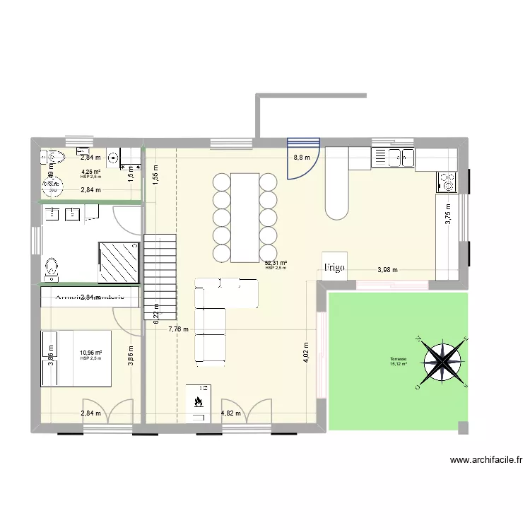 RDC7. Plan de 3  et 68 m²