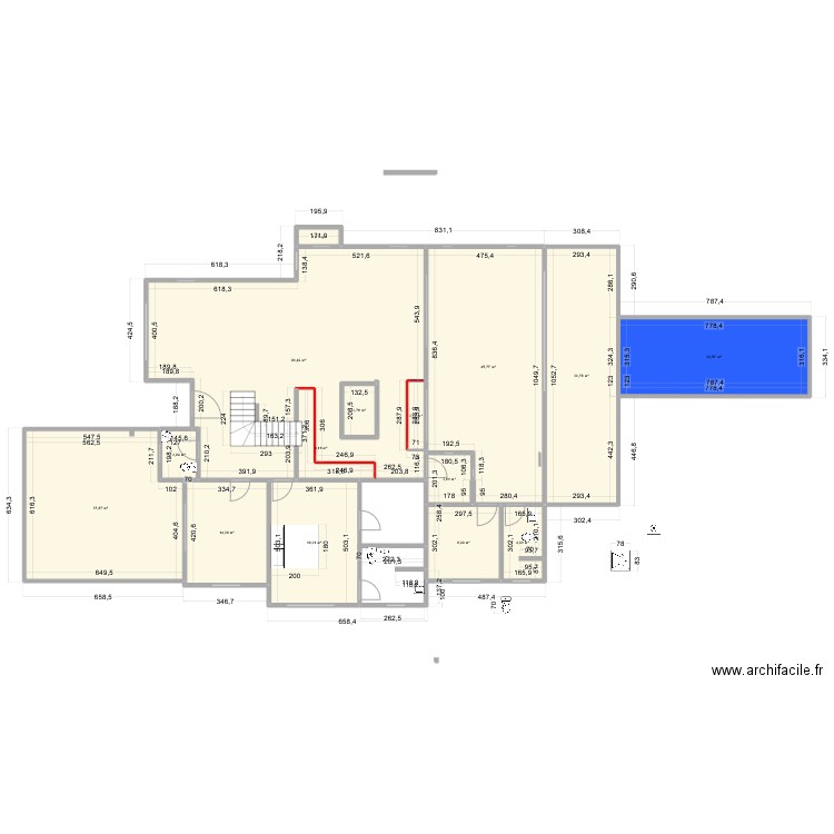 PLAM 66. Plan de 15 pièces et 286 m2