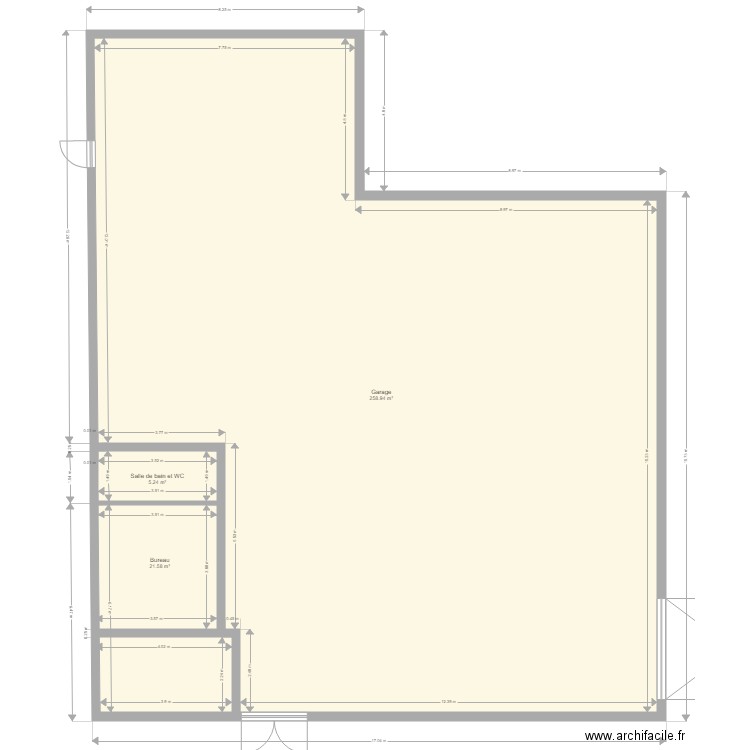 CELLULE 1. Plan de 3 pièces et 286 m2