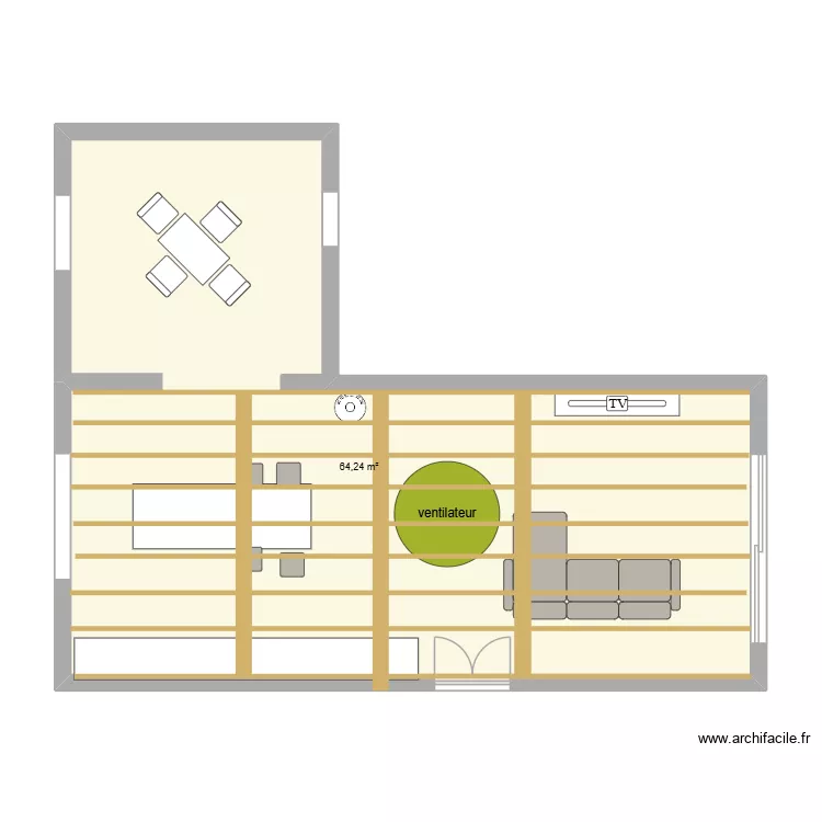 Pièce principale. Plan de 1 Pièce et 64 m² Pièce principale. Plan de 1 Pièce et 64 m²