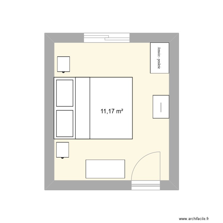 chambre ecole. Plan de 1 pièce et 11 m2