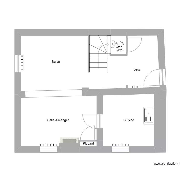Morel niv 1. Plan de 7  et 44 m²