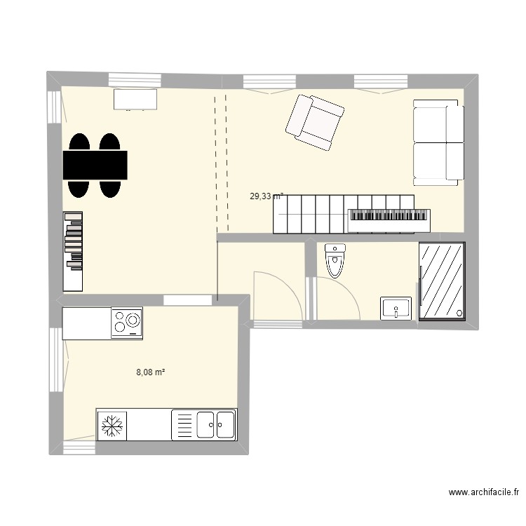 PLAN APPARTEMENT WERDEN . Plan de 2 pièces et 37 m2