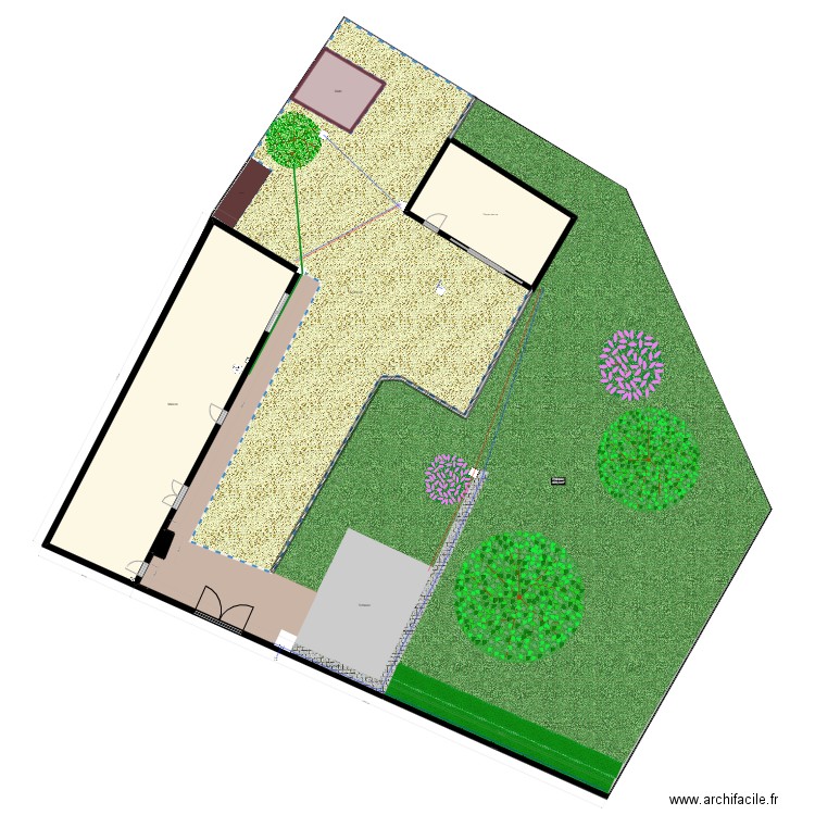 Masse avec branchement. Plan de 5 pièces et 167 m2