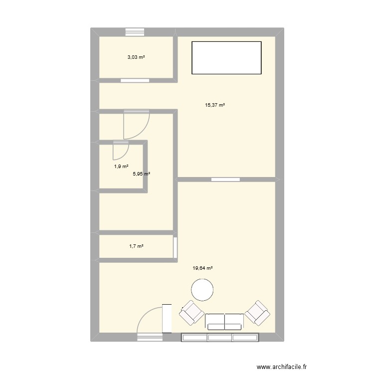 Locaux. Plan de 6 pièces et 48 m2