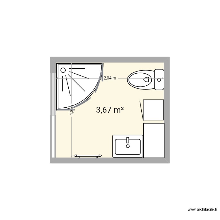 Sdouce 2 valence. Plan de 1 pièce et 4 m2
