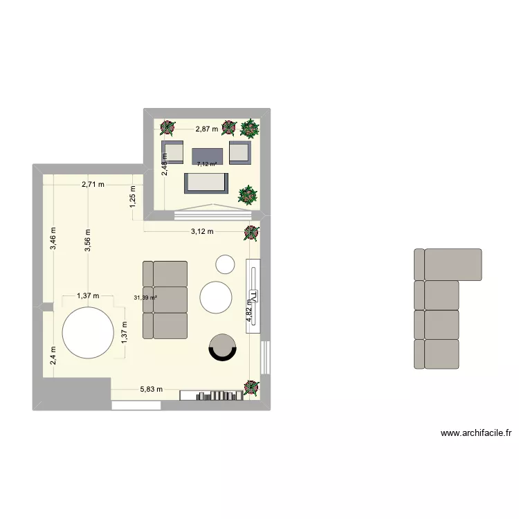 TEST 1. Plan de 2  et 39 m²