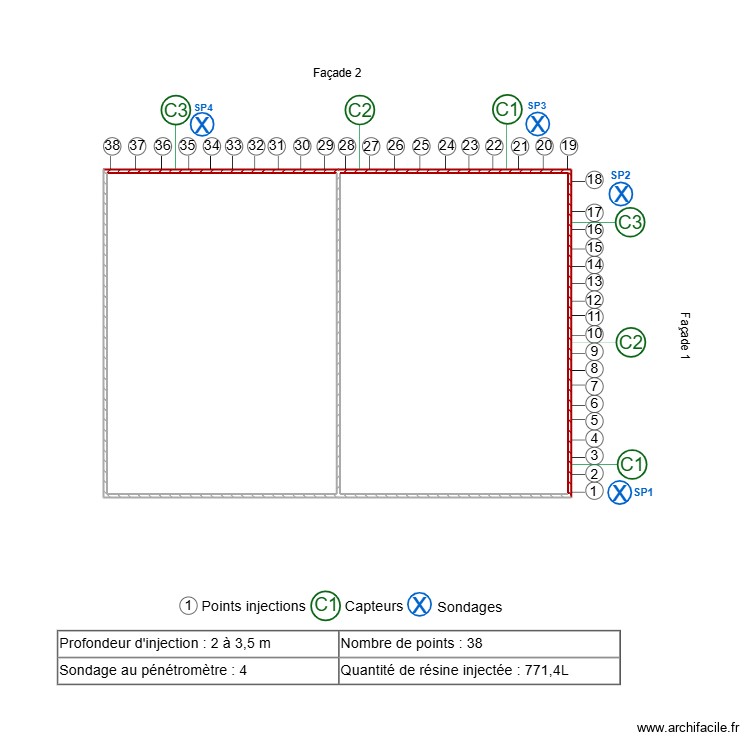 DAD. Plan de 2 pièces et 44 m2