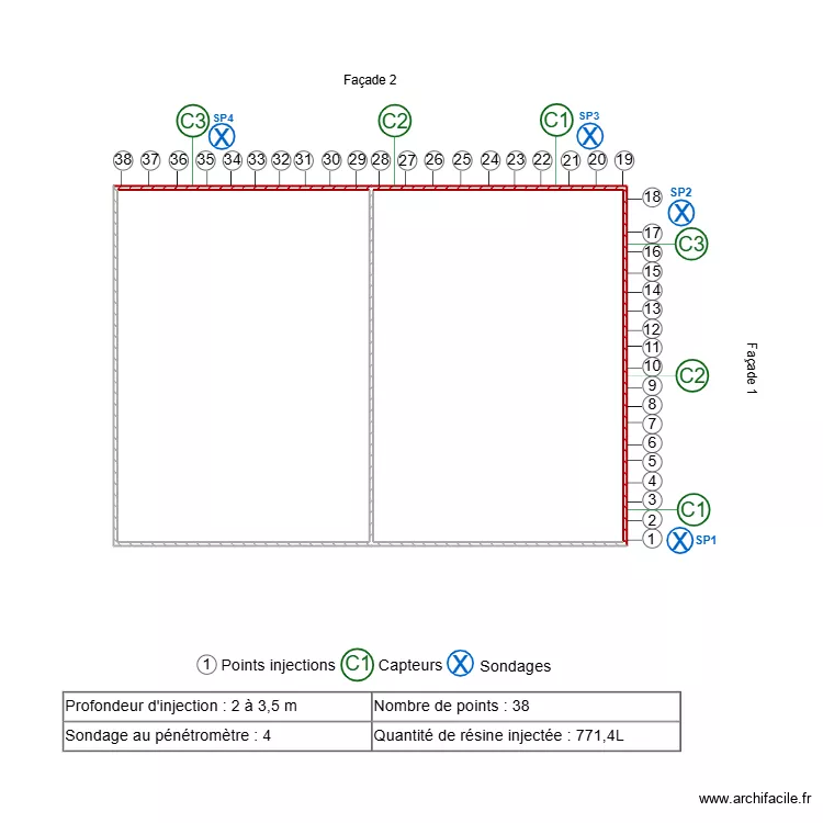 DAD. Plan de 2  et 44 m²
