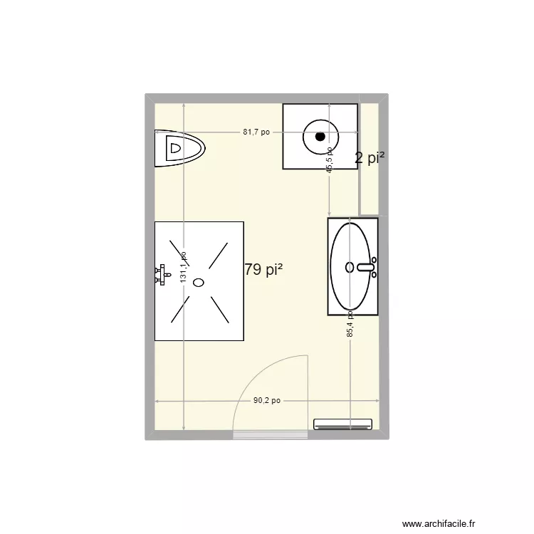 SDB S/S bocage 735. Plan de 