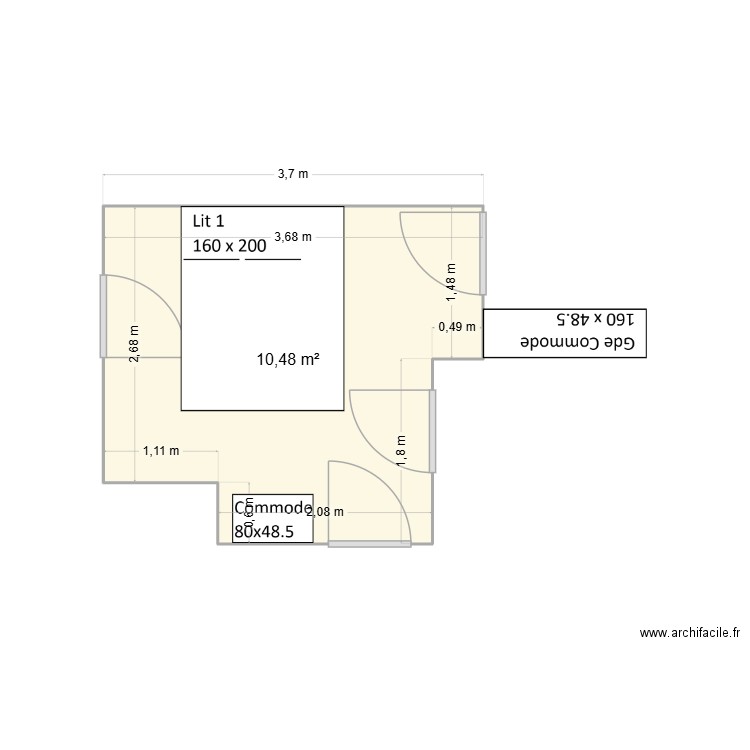 PLAN. Plan de 1 pièce et 10 m2
