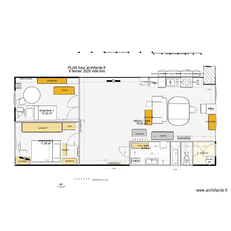 PLAN FUTUR  9 f&eacute;vrier 2026 vide lino. Plan de 0 pièce et 0 m2