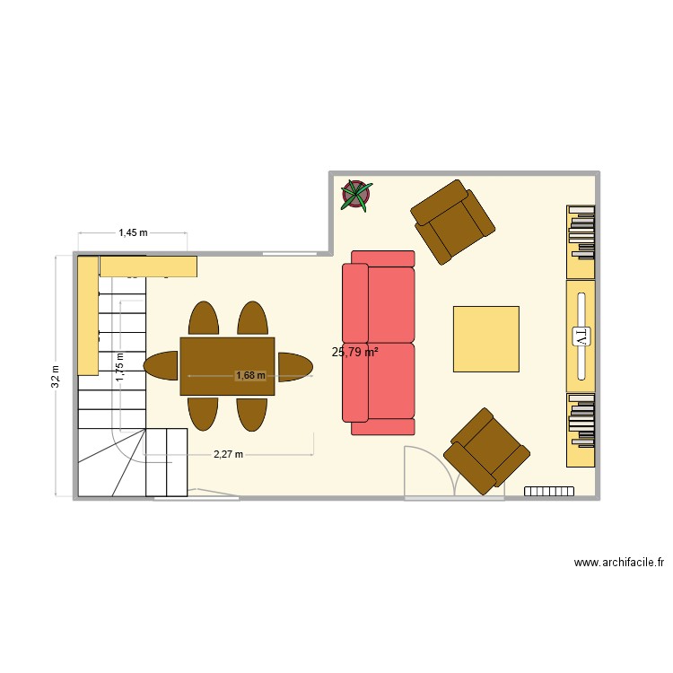 DZ1. Plan de 1 pièce et 26 m2