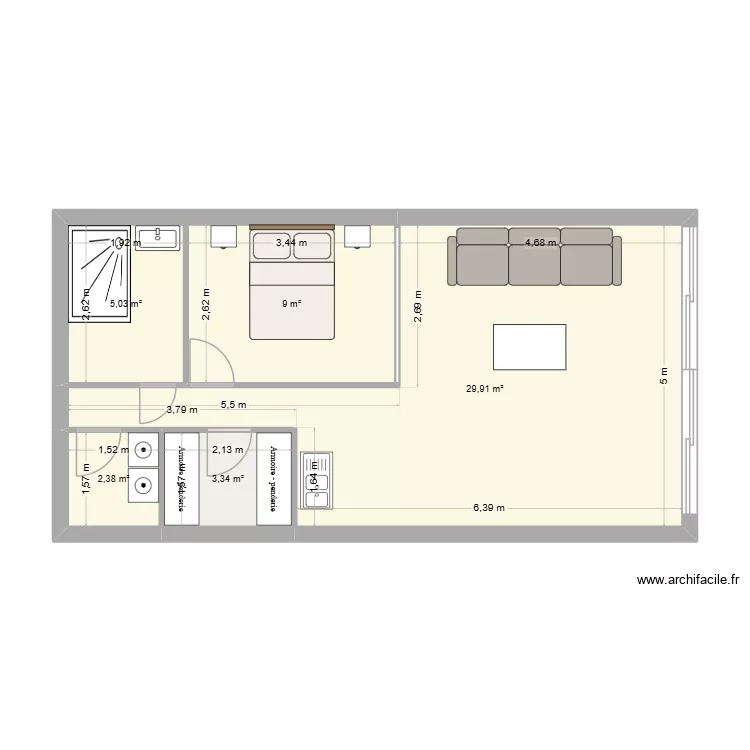 Antibes. Plan de 5 Pièces et 50 m²